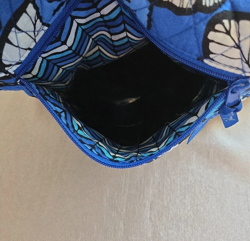 Vera Bradley Blue Floral Quilted Backpack Tote Bag Shoulder Straps